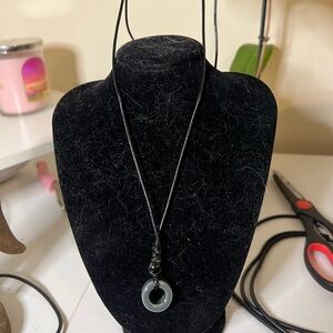 Black Jade Ring Pendant Necklace - Men’s Jewelry